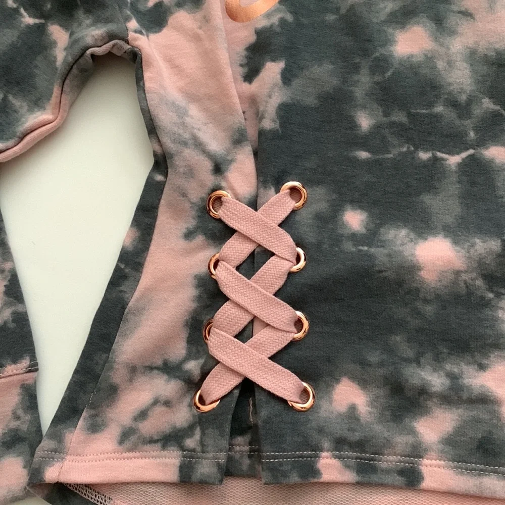 Justice sweatshirt, size 12, pink and gray pattern